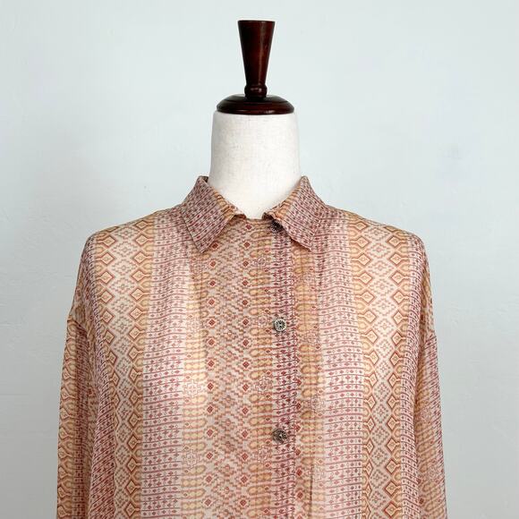 Forte Forte Italian Silk Mozaik Button-Up Orange My Shirt - Picture 2 of 9